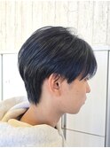 メンズブルーブラックセンターパート 仙台 岩切 20代30代