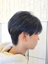 ヘアメイク アリエス 岩切店(HAIR MAKE aries)&nbsp;メンズブルーブラックセンターパート 仙台 岩切 20代30代