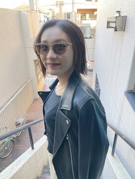 ハー(her) 切りっぱなしボブ×オリーブグレージュ｜her都立大学