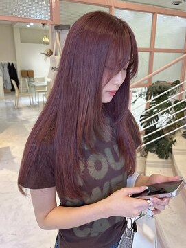 ワークスヘアー(WORKS HAIR) ピンクベージュ ハーフブリーチ～ワンブリーチ