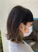 ナチュラル外ハネボブ+インナーカラー