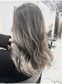 ◆バレイヤージュ/白髪ぼかしハイライト/シルバーグレージュ前髪