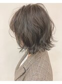 大人かわいい前髪セシルカットココアブラウンフリンジウェーブ