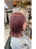 切りっぱなしボブ×くすみピンクベージュ
