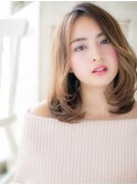 mod's姪浜/かきあげバング外国人風姫カットレイヤーミディアムi