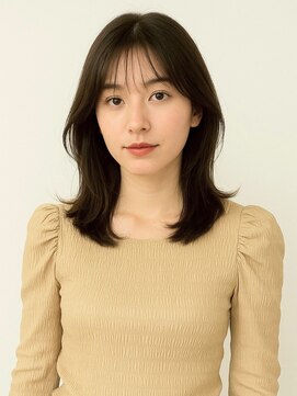 ミロア 薬院(miroa) 透明感オーガニックカラー ミディアムレイヤー くびれヘア