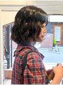 【白石】レディーススパイラルパーマボブ原宿ウェーブヘア学割