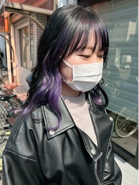 ソワンドゥブレス 瓜破店(soin de brace) インナーカラー×パープル