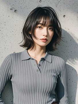 ショートボブシースルーマッシュウルフカットショートヘアボブ