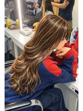 ブレンド 渋谷(BLend) ハイライトカラーくびれヘアアプリコットオレンジ