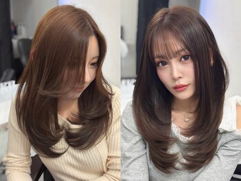ロムーク 表参道(LOMKH)の写真/《小顔×色気を創る顔周りカット》で今一番かわいいを表参道で叶える[韓国レイヤーカット/シールエクステ]