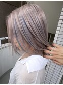 グレージュピクシーカットクロスパーマハイトーンカラーウルフ