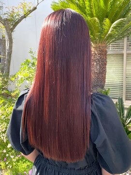 ナカオコアフュール(NAKAO COIFFURE) レッドブラウン　艶髪ロング　髪質改善ストレート