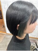 【グリーン】イヤリングカラー ブリーチカラー  ボブ