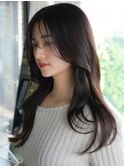 韓国風デジタルパーマくびれロング顔周りレイヤーパーマ前髪