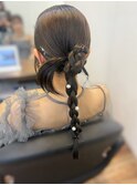 【山田】結婚式お呼ばれヘア　カチモリロング編みおろし