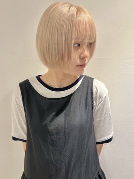 ラミエバイメルト 下北沢(lamie by melt) 村上/タイトボブ顔まわりレイヤーミルクティーベージュブリーチ