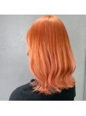 オレンジカラー/オレンジベージュ/ミディアムヘア