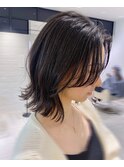 韓国外ハネくびれミディアム前髪顔まわりレイヤートリートメント