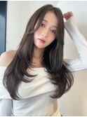 ロング顔周りレイヤー美髪くびれヘア_F40407