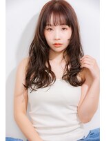 リノナ ジェネレート(LINONA Generate)&nbsp;ロングショートワンカールパーマカーキグレージュ前髪錦糸町