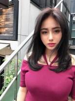 ロンドローズ 名古屋(Lond damaskRose)&nbsp;チョコレート 切りっぱなし イヤリングカラー 韓国ヘア 顔周り