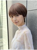 大人可愛い/30代40代50代/黒髪/前下がりショート/丸みショート