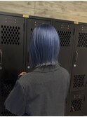 ネイビーカラーブルージュカラーブルーシルバーダブルカラーボブ