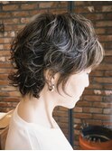 【macana指名】ウルフパーマボブ白髪ぼかしハイライト登戸