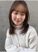 ミディアムレイヤー 透明感カラー 顔周りレイヤー 顔まわり 前髪