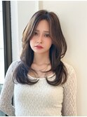 レイヤーカット 韓国レイヤー ブラウンベージュ ブリーチなし