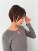 くびれショートボブシースルー前髪耳かけ30代40代似合わせカット
