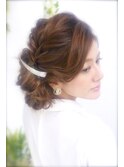 結婚式☆二次会★編み込みサイド寄せシニヨンへアセット