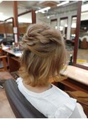 編み込みハーフアップ