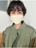 ショートパーマ_ホワイトグレージュネビージュ_ba383891