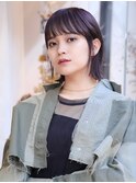 パープルブラック/耳かけ/ぱっつんボブ/大人かわいい/自由が丘