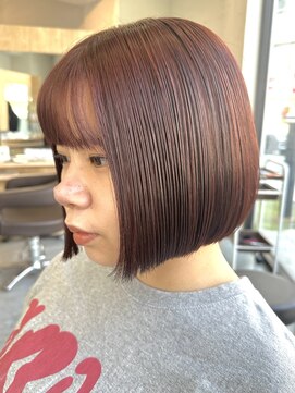 ロックワークオレンジ 西中島店(ROCK WORK ORANGE) チェリーレッドカラー×ヘイリーボブ