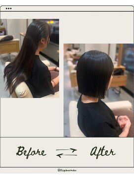 フリップビーアヴェダ(FLIP B AVEDA) 本八幡×黒髪ボブ×切りっぱなしボブ