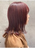 切りっぱなしボブエアリーロング美髪ピンクブラウン