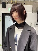 レイヤーボブフェイスレイヤー暖色ボルドーワインレッド