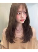 大人ミディアムロング透明感ナチュラル地毛風ストレートレイヤー