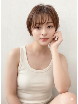 アース 大曽根店(HAIR&MAKE EARTH) earthショートレイヤーボブミルクティー丸みショートボブ