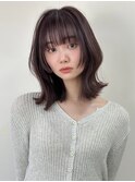 くびれミディアムレイヤーカット顔まわりレイヤー透明感カラー
