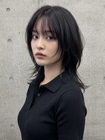 エイチ ウルフカット 大阪梅田(811) レイヤーボブヘアカラーバレイヤージュ50代くるみちゃんヘア