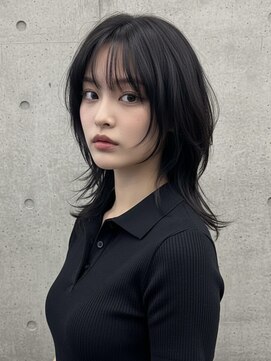 エイチ ウルフカット 大阪梅田(811) レイヤーボブヘアカラーバレイヤージュ50代くるみちゃんヘア