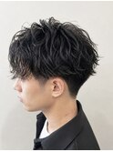 メンズカット×スパイラルパーマ×黒髪