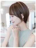 デザインカラーレイヤーカットウェットヘアオリーブベージュ