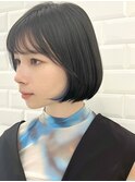 丸みボブシースルーバングインナーブルー