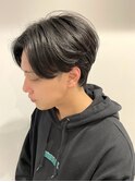 センターパートワンカールパーマ　メンズミディアム