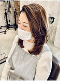 ミセスセミロングレイヤー×ハイライト